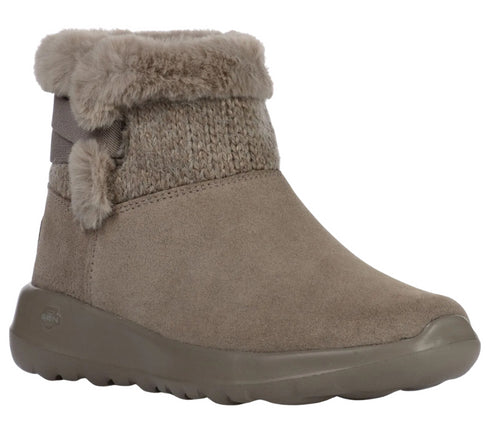 Ghete sport, dama, SKECHERS ON THE GO JOY-WHISPERING WILLOW, 144133-DKTP bej, piele intoarsa